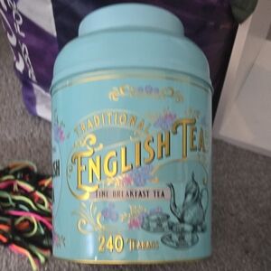 Traditional English Tea Canister W Tea Vintage Victorian